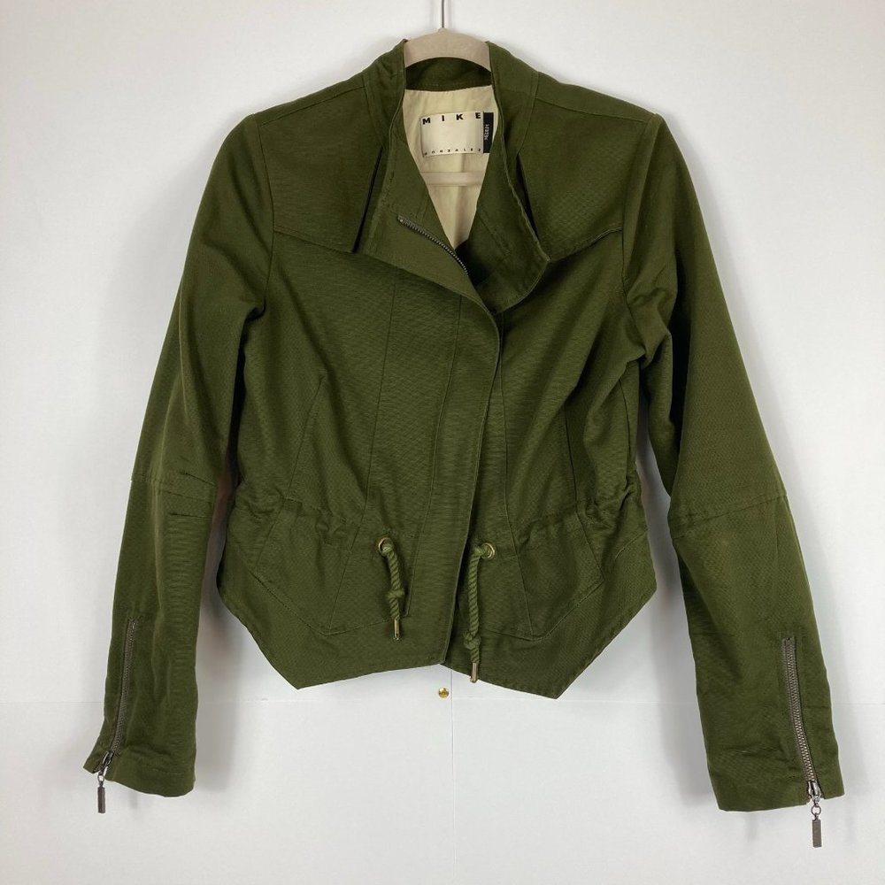 Mike Gonzalez Army Green Zip Moto Jacket Cotton